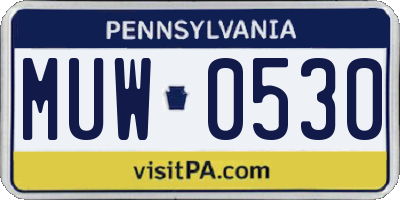 PA license plate MUW0530