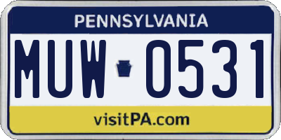 PA license plate MUW0531