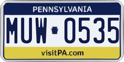 PA license plate MUW0535