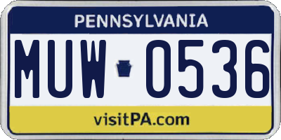 PA license plate MUW0536