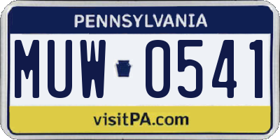 PA license plate MUW0541