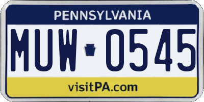 PA license plate MUW0545