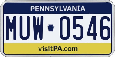 PA license plate MUW0546