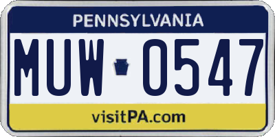 PA license plate MUW0547