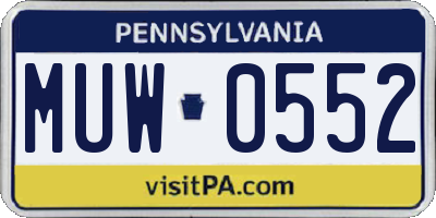 PA license plate MUW0552