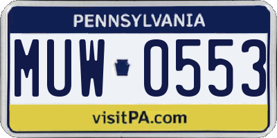PA license plate MUW0553