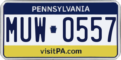 PA license plate MUW0557