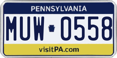 PA license plate MUW0558