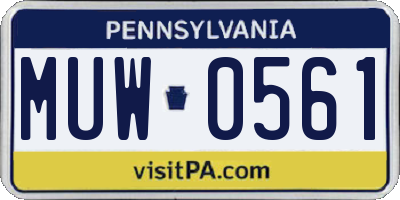 PA license plate MUW0561