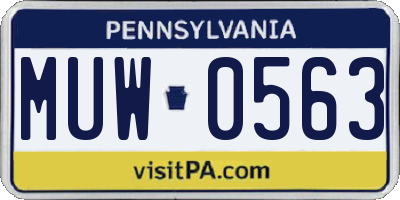PA license plate MUW0563