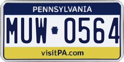 PA license plate MUW0564