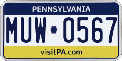PA license plate MUW0567