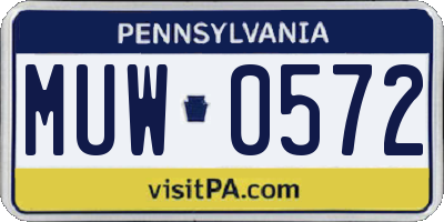 PA license plate MUW0572