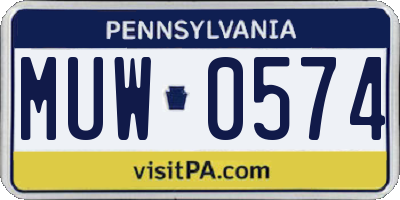 PA license plate MUW0574