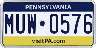 PA license plate MUW0576