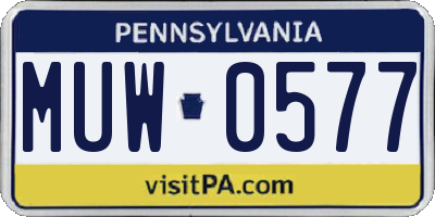 PA license plate MUW0577