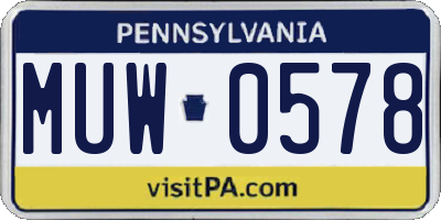 PA license plate MUW0578