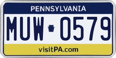 PA license plate MUW0579
