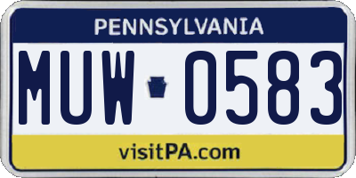 PA license plate MUW0583