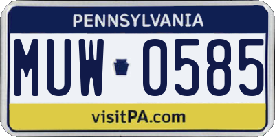PA license plate MUW0585