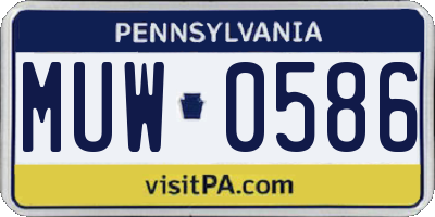 PA license plate MUW0586