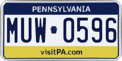 PA license plate MUW0596