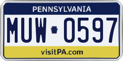 PA license plate MUW0597