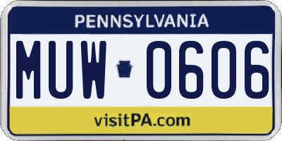 PA license plate MUW0606