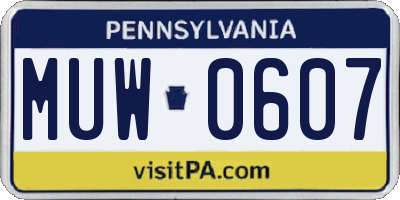 PA license plate MUW0607