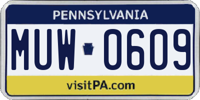 PA license plate MUW0609