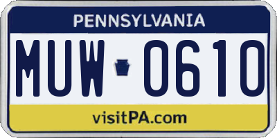 PA license plate MUW0610