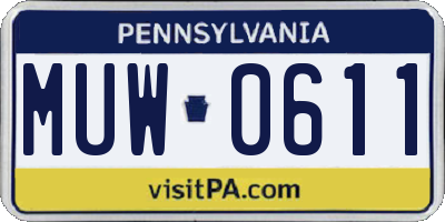 PA license plate MUW0611