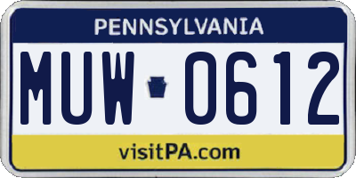 PA license plate MUW0612