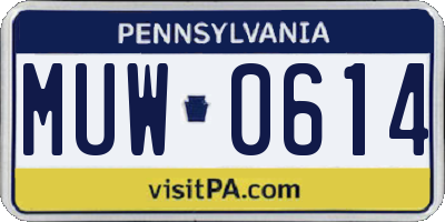 PA license plate MUW0614