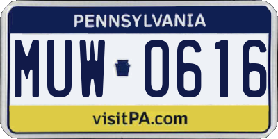 PA license plate MUW0616