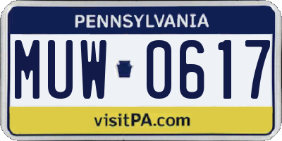 PA license plate MUW0617