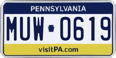 PA license plate MUW0619
