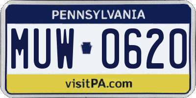 PA license plate MUW0620
