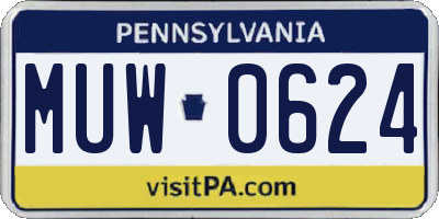 PA license plate MUW0624