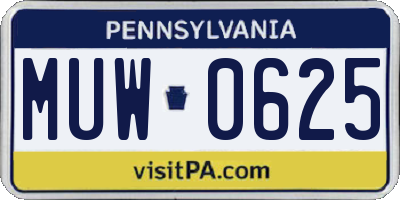 PA license plate MUW0625