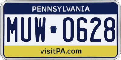 PA license plate MUW0628