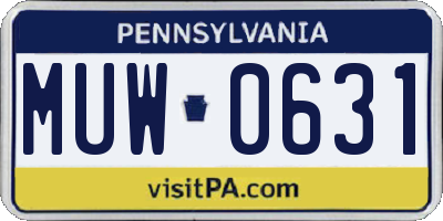 PA license plate MUW0631