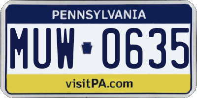 PA license plate MUW0635