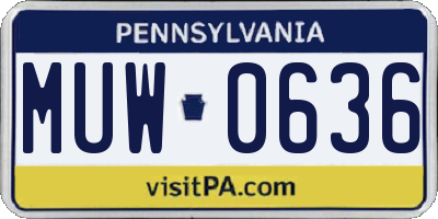 PA license plate MUW0636