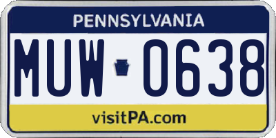 PA license plate MUW0638