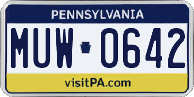PA license plate MUW0642