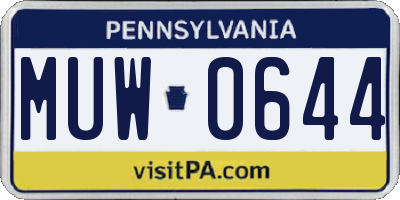 PA license plate MUW0644