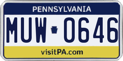 PA license plate MUW0646