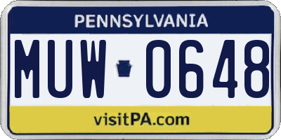 PA license plate MUW0648