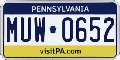 PA license plate MUW0652